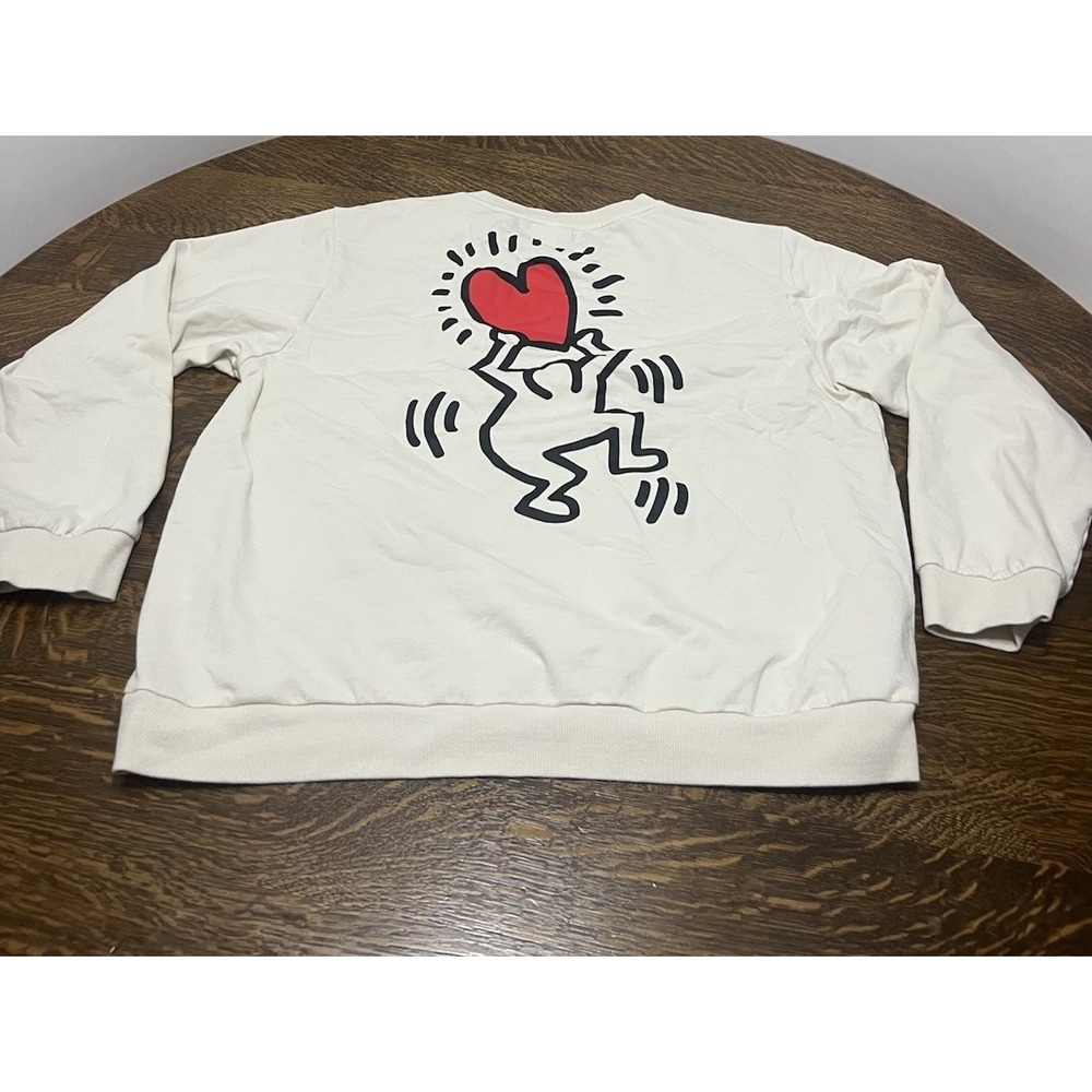 Keith Haring Style Sweatshirt Mens XXL Beige Graffiti Pop Art‎ Streetwear